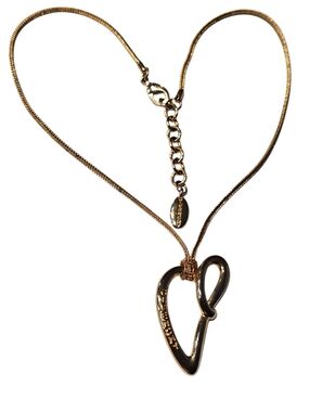 Vintage Givenchy Gold Heart Logo Pendant Necklace